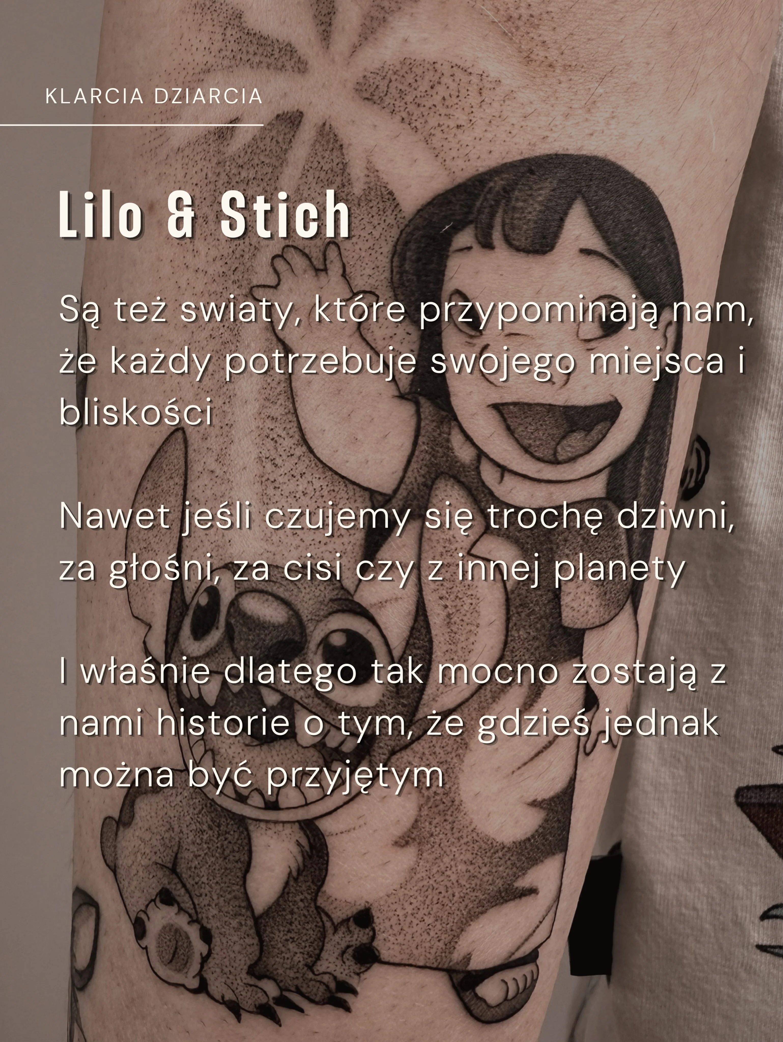 Karuzela przedstawia tatuaże inspirowane postaciami Nicka ze „Zwierzogrodu” i Legoshiego z „Beastars”; widoczny jest także zestawienie świeżego tatuażu Nicka oraz jego wyglądu rok później., zdjęcie 6 z 10