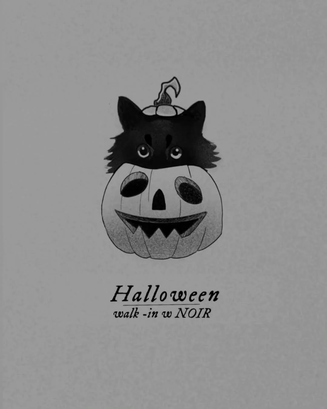 Czarno-białe wzory halloweenowych kotów i kotów przebranych za ducha, dynię oraz czarownicę; jeden z projektów przedstawia kota na tle dyni., zdjęcie 1 z 2