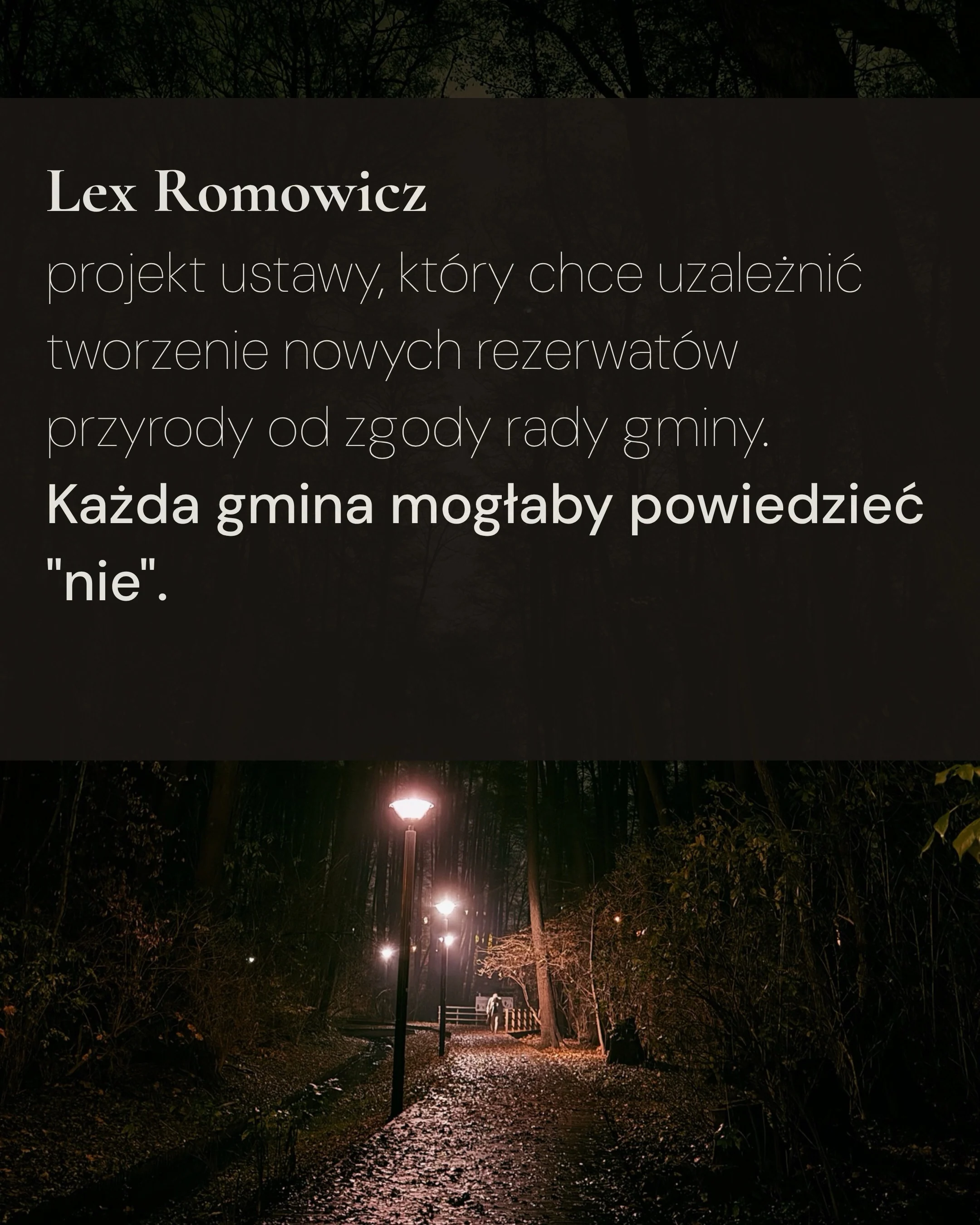 Karuzela dotycząca ochrony rezerwatów przyrody: portret Klary Keczyńskiej w lesie oraz plansze o projekcie lex Romowicz i potrzebie zwiększenia ochrony lasów., zdjęcie 2 z 6